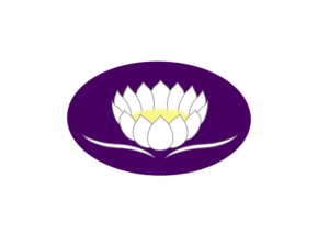 Das Logo von Miriam Georg zeigt eine weiße Lotusblüte auf violettem Hintergrund